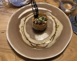 Mushrooms with miso cream  at L'Âne Têtu in Desaignes
