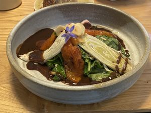 Smoked 🍉 salad and marinated cabbage  at L'Âne Têtu in Desaignes