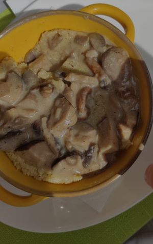 Polenta with mushrooms at Lo Ratrak Food & Drink in La Thuile