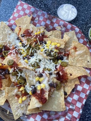 Non vegan dips with Vegan nachos🙄  at Zak's Diner in Ottawa
