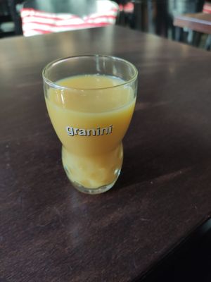 A glass of orange juice included in the buffet price at Ecco in Cologne