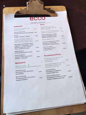 The menu at Ecco in Cologne