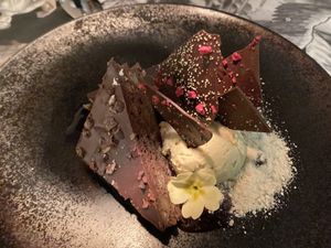 Brownie with Rica Rica: very good!  at Casa Sanz at Hotel Bidasoa in Santiago