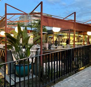 Outside dining area  at Casa Sanz at Hotel Bidasoa in Santiago