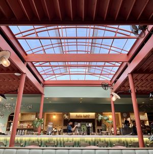 High pink ceiling  at Casa Sanz at Hotel Bidasoa in Santiago