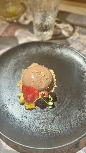 Domo de avellana (gluten free and sugar free)  at Casa Sanz at Hotel Bidasoa in Santiago