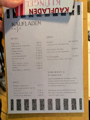 Menu page at Kaufladen Speyer Unverpackt Café at Kaufladen Speyer Unverpackt in Speyer