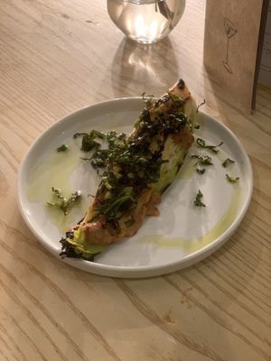 Hispi Cabbage with vegan miso butter  at Evelyn's in Manchester