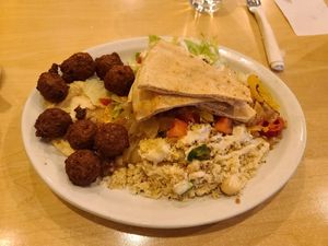 Moroccan plate - prefect brekkie at Falafel Place in Winnipeg