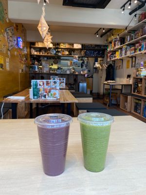 You can always buy about 4-5 different kinds of green smoothies. at GREENROOM in Tokyo