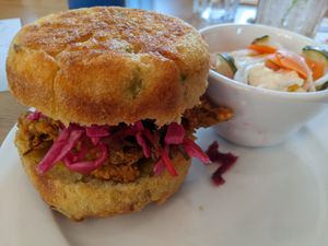 Oyster mushroom burger at ShadoBeni in Pittsburgh