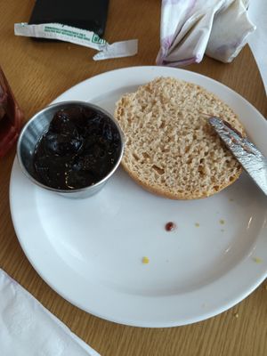 Coconut bake bread with tropical fruit jam on the side.  at ShadoBeni in Pittsburgh