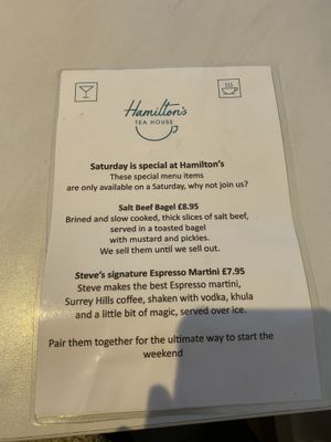 Saturday Specials  at Hamilton's Tea House in Farnham