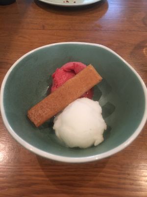 Lemon and raspberry sorbet.   at Cote - Richmond in Richmond