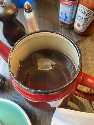 Pot of Earl Grey tea (I got 3 cups out of it)  at Bill's in Manchester