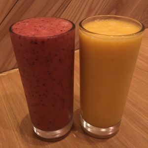 Berry and tropical smoothies at Pure and Whole - JingAn in Shanghai