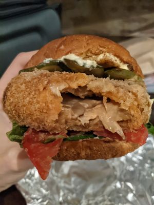 Mushroom and tofu burger at Comfort Kitchen in Tbilisi