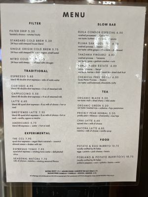 Menu  at PHX - Cartel Coffee Lab - Phx Sky Harbor - T4 in Phoenix