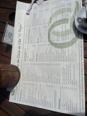 menu  at Casa de Chá “O Poejo” in Sete Cidades