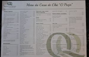 Menu October 2024 vegan options at Casa de Chá “O Poejo” in Sete Cidades
