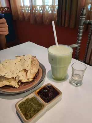 Papadum and coconut yogurt lassi at Kashmir in Taguig