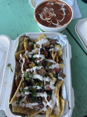 nard nachos and tomato soup (soup of the day bowl)  at La Jenelle Natural Cafe in Oxnard