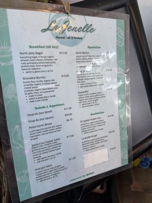 Menu  at La Jenelle Natural Cafe in Oxnard