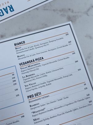 Vegan options   at Ragazzi Pizza & Bar in Prague