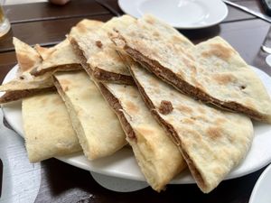 Bean spread in pita bread  at Nektari in Tskaltubo