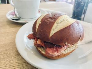 Vegan breakfast sausage roll   at The Bank House Cafe in Charmouth