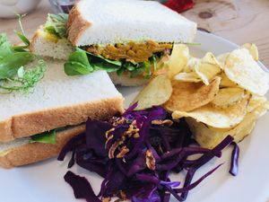 Vegan shawarma sandwich   at The Bank House Cafe in Charmouth