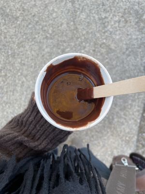vegan italian hot chocolate  at Amorino in Carcassonne