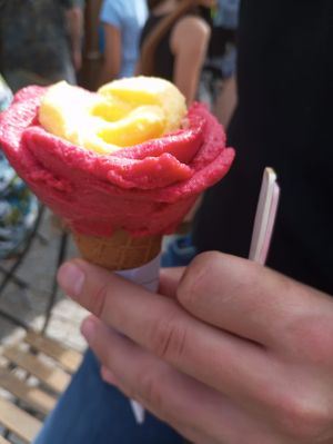 Helado Mandarina y Frambuesa at Amorino in Carcassonne