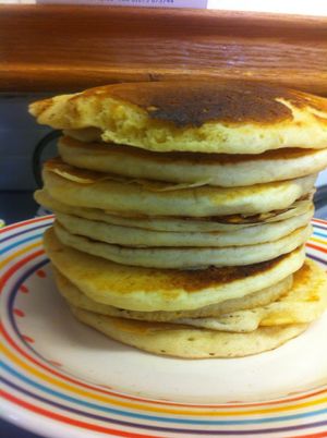 Fresh stack of vegan pancakes  at Rock Ola in Brighton