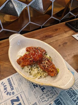 asian sour sweet chicken at Distrito Vegano Invernadero in Madrid