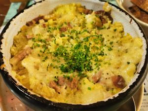 Tartiflette at Distrito Vegano Invernadero in Madrid