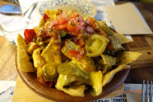 Nachos at Distrito Vegano Invernadero in Madrid