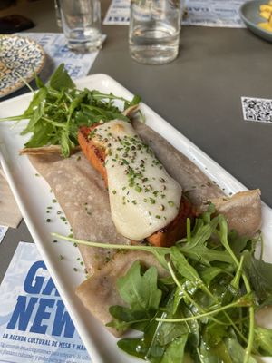 Galette salmón  at Distrito Vegano Invernadero in Madrid