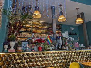 Bar at Distrito Vegano Invernadero in Madrid