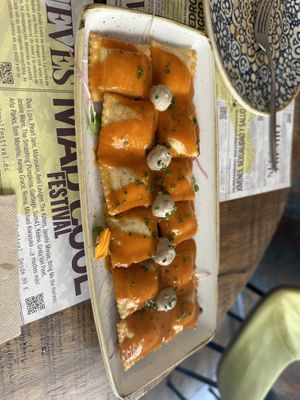 Ravioli   at Distrito Vegano Invernadero in Madrid