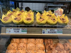 Vegan muffins. The banana pecan was really good    at ADL - Muffin Break in Adelaide