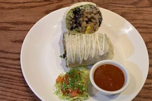 Vegan burrito árabe (made with seitan) at Mictlán Mexico in New York City