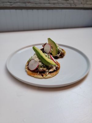 Vegan tostadas  at Mictlán Mexico in New York City