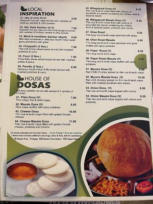 Menu (July 2023) at Saravanaa Bhavan in Rome