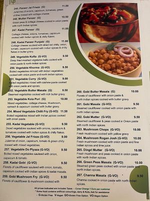 Menu (July 2023) at Saravanaa Bhavan in Rome