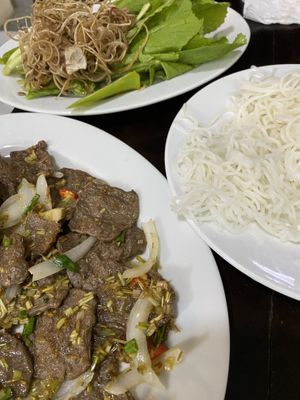 Hot pot and lemon grass soy beef  at Tinh Tam Vegan in Hue