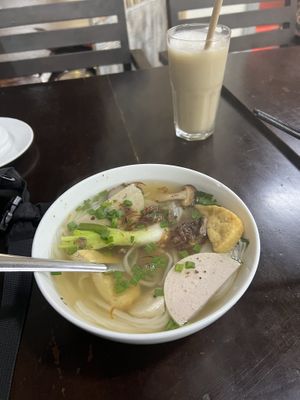 Pho and banana smoothie   at Tinh Tam Vegan in Hue