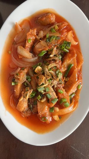 Tamarind chickenn  at Tinh Tam Vegan in Hue
