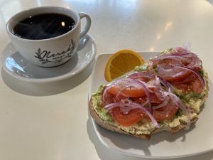 Tofu avocado toast   at Meraki Coffee Co in Eugene
