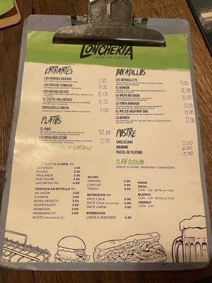 Menu  at La Loncheria Bcn in Barcelona